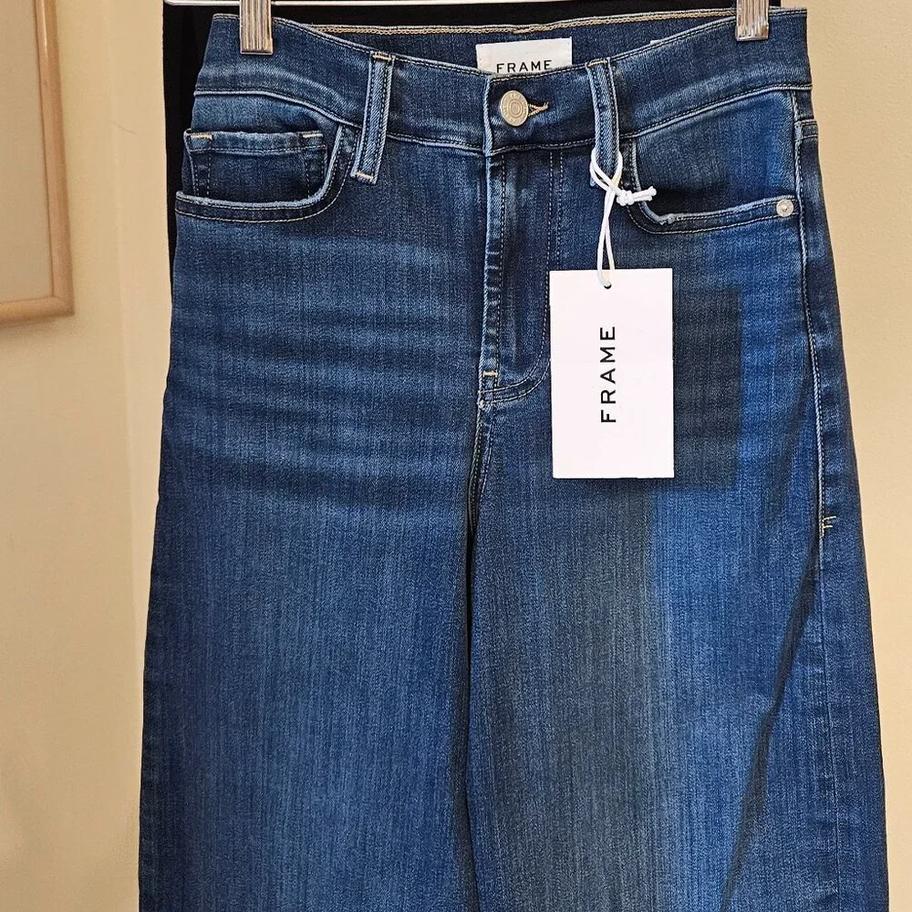 Frame Le Slim Palazzo jeans, fitted hip, high-rise, wide-leg sz 25 NEW w/tags - Picture 5 of 14